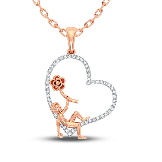 Unlock My Heart - Charming 10K Rose Gold 0.20CT Diamond Pendant