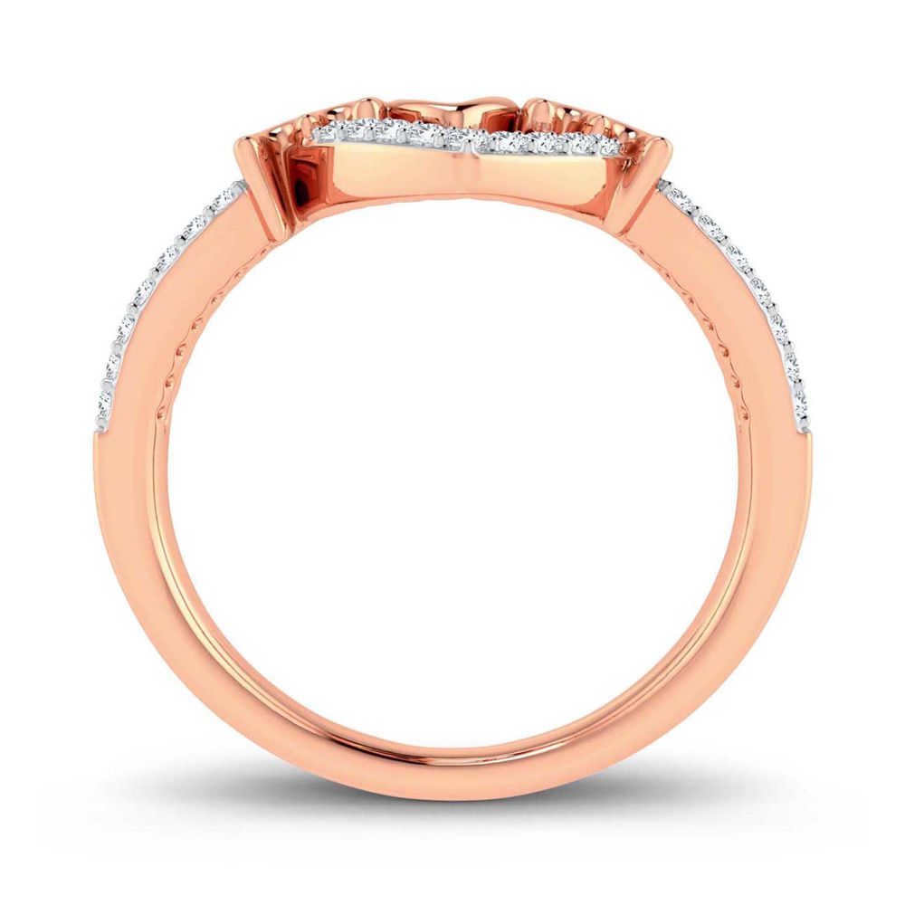 "Mom" Hearts Entwined 10K Rose Gold 0.20 CT Diamond Ring