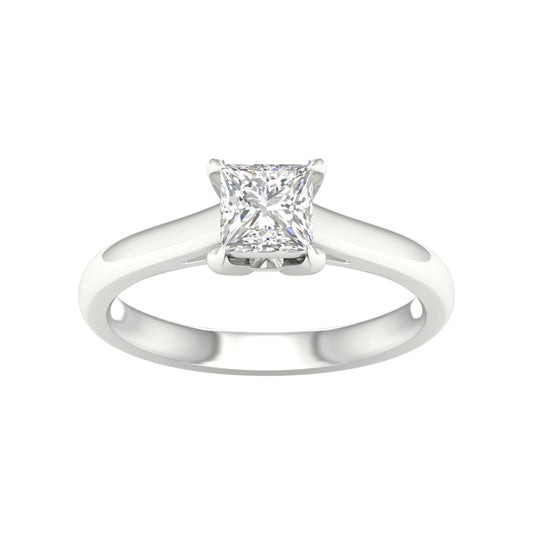 Solitaire Brilliance: 14K White Gold 1.00CT Princess-Cut Lab Grown Diamond Ring