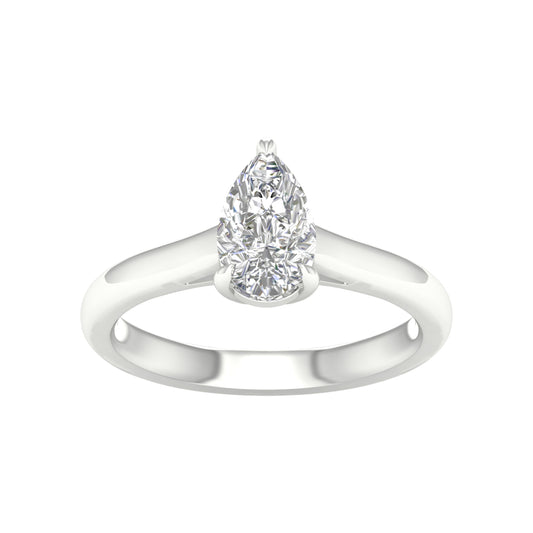 Luminous Pear Elegance: 14K White Gold 1.00CT Lab Grown Diamond Ring