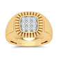 Anillo rectangular para hombre con diamantes de 0,20 quilates en oro amarillo de 10 quilates