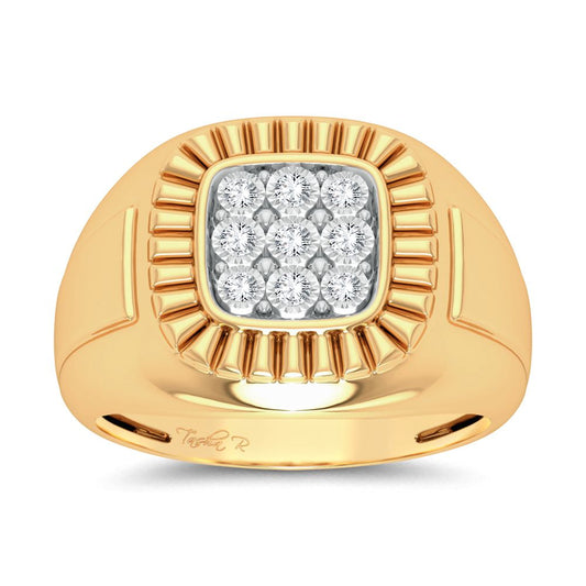 10K Yellow Gold Rectangular 0.20 CT Diamond Men's Ring