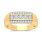 Anillo para hombre con diamantes de 0,15 quilates y doble banda en oro amarillo de 10 quilates