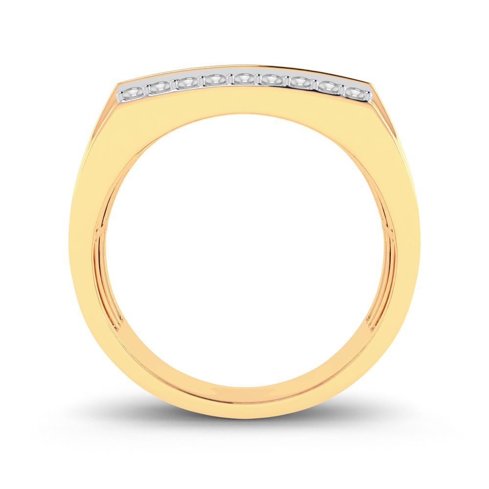 10K Yellow Gold Dual Band 0.15ct Diamond Men's Ring