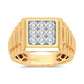 Anillo para hombre con diamantes de 0,15 quilates en racimo cuadrado de oro amarillo de 10 quilates