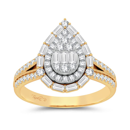 Visión en oro - Anillo de compromiso de diamantes de 14 quilates y 0,75 quilates