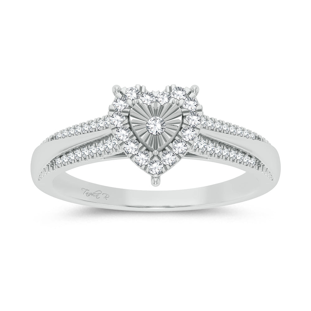 Heart's Whisper - 10K White Gold 0.15 CTW Diamond Ring