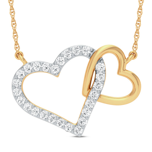 Collar de diamantes de 0,15 quilates con corazones entrelazados en oro amarillo de 10 quilates