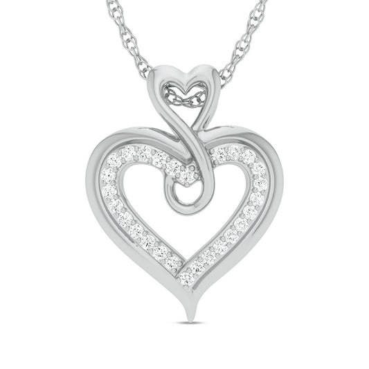 Corazón de encantamiento - Colgante de diamantes de 0,13 quilates en oro blanco de 10 quilates