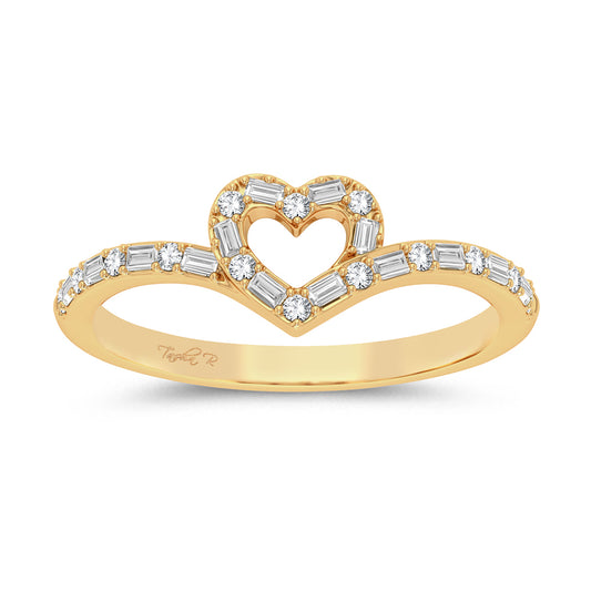 Heart's Whisper - Anillo de diamantes de 0,17 CTW en oro amarillo de 10 quilates