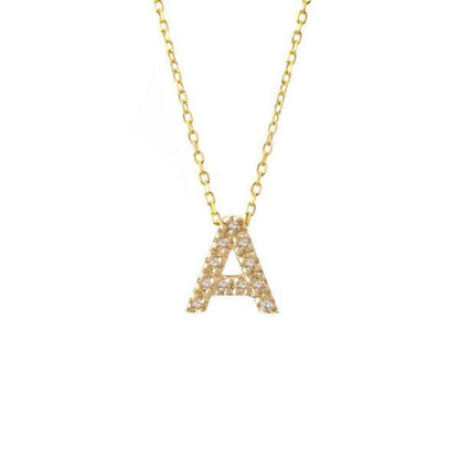 All Diamond Letter Charm Necklace: A-Z - Ariel's Jewelry 