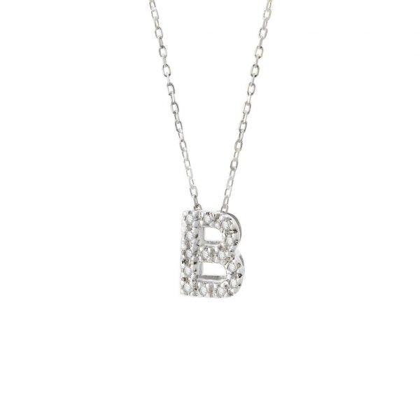 All Diamond Letter Charm Necklace: A-Z - Ariel's Jewelry 