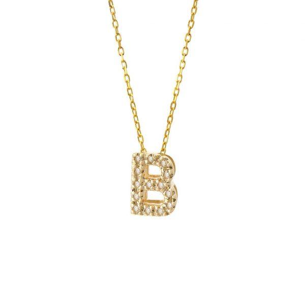 All Diamond Letter Charm Necklace: A-Z - Ariel's Jewelry 