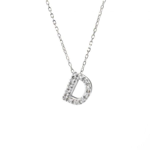 All Diamond Letter Charm Necklace: A-Z - Ariel's Jewelry 