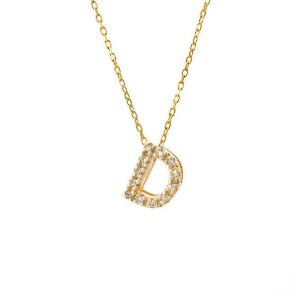 All Diamond Letter Charm Necklace: A-Z - Ariel's Jewelry 