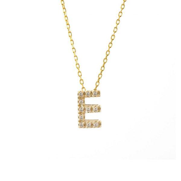 All Diamond Letter Charm Necklace: A-Z - Ariel's Jewelry 