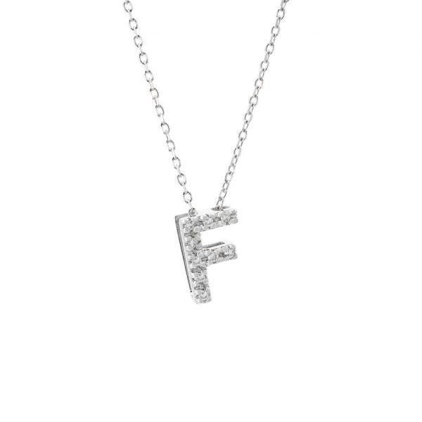 All Diamond Letter Charm Necklace: A-Z - Ariel's Jewelry 