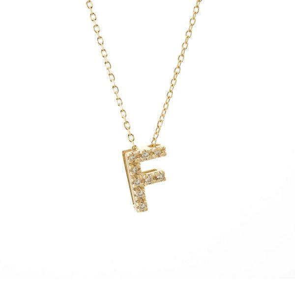 All Diamond Letter Charm Necklace: A-Z - Ariel's Jewelry 