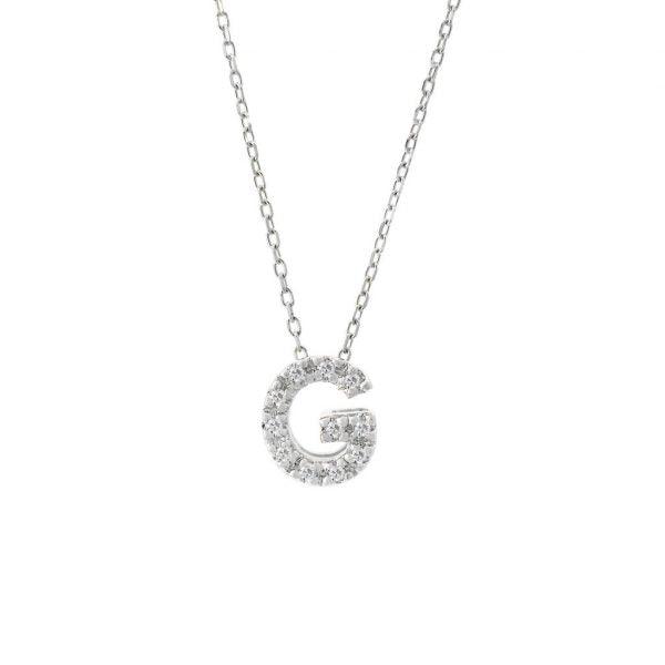 All Diamond Letter Charm Necklace: A-Z - Ariel's Jewelry 