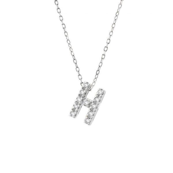 All Diamond Letter Charm Necklace: A-Z - Ariel's Jewelry 