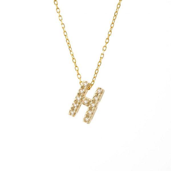 All Diamond Letter Charm Necklace: A-Z - Ariel's Jewelry 