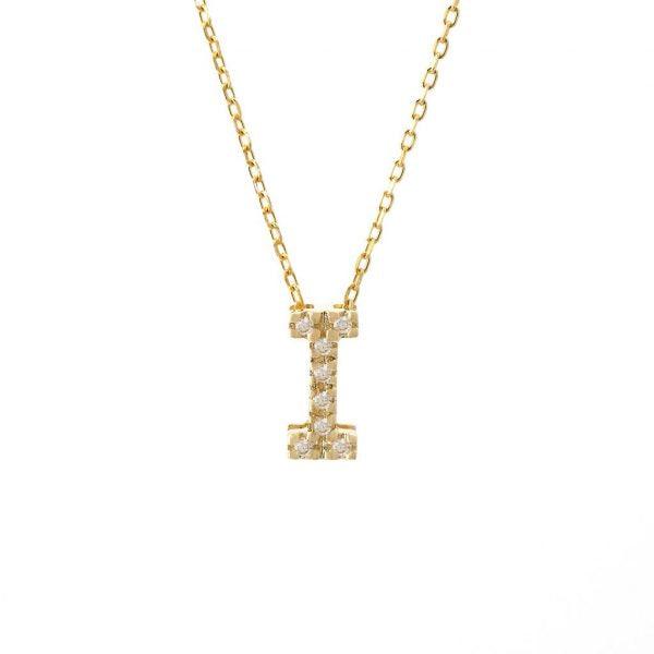 All Diamond Letter Charm Necklace: A-Z - Ariel's Jewelry 