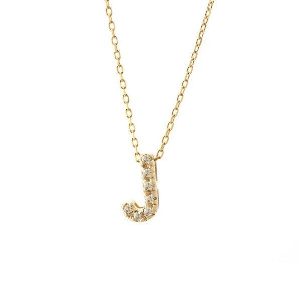 All Diamond Letter Charm Necklace: A-Z - Ariel's Jewelry 