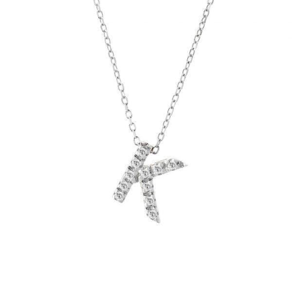 All Diamond Letter Charm Necklace: A-Z - Ariel's Jewelry 