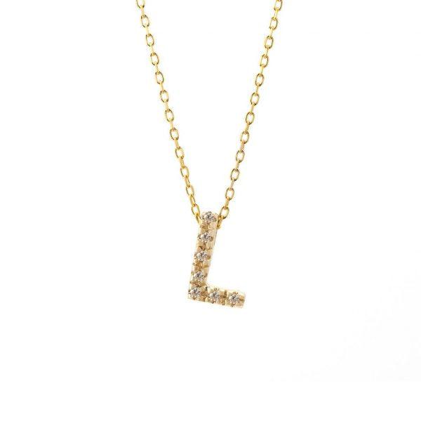 All Diamond Letter Charm Necklace: A-Z - Ariel's Jewelry 