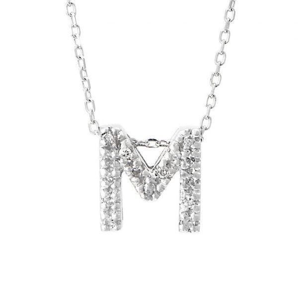 All Diamond Letter Charm Necklace: A-Z - Ariel's Jewelry 