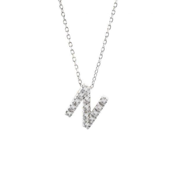 All Diamond Letter Charm Necklace: A-Z - Ariel's Jewelry 