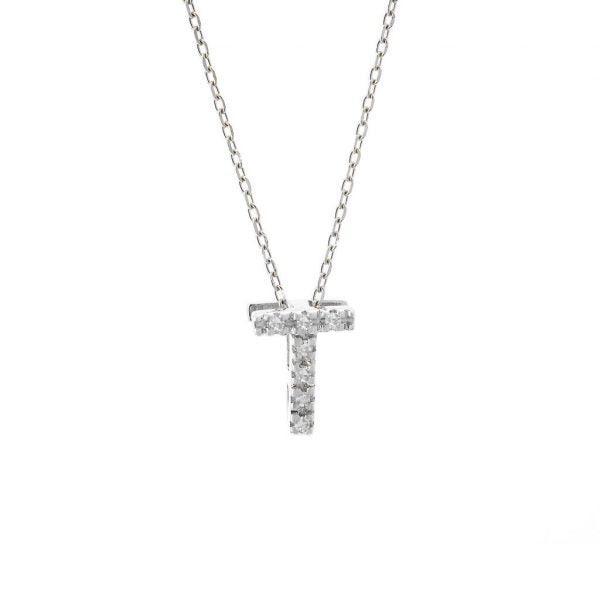 All Diamond Letter Charm Necklace: A-Z - Ariel's Jewelry 