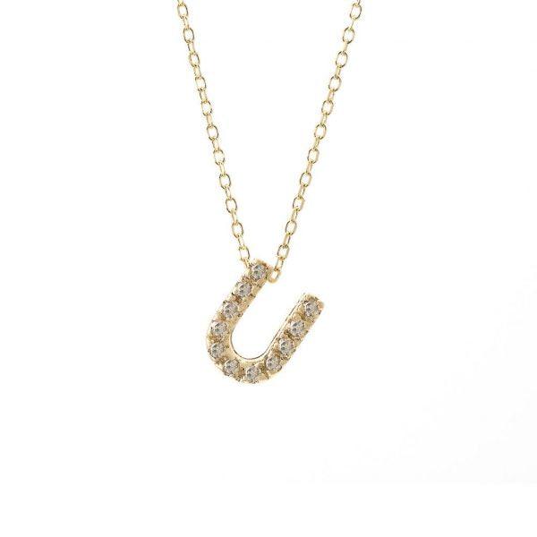 All Diamond Letter Charm Necklace: A-Z - Ariel's Jewelry 