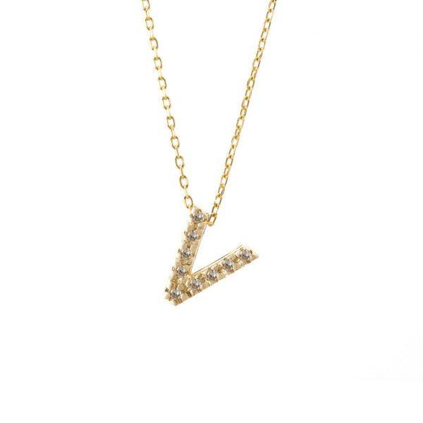 All Diamond Letter Charm Necklace: A-Z - Ariel's Jewelry 