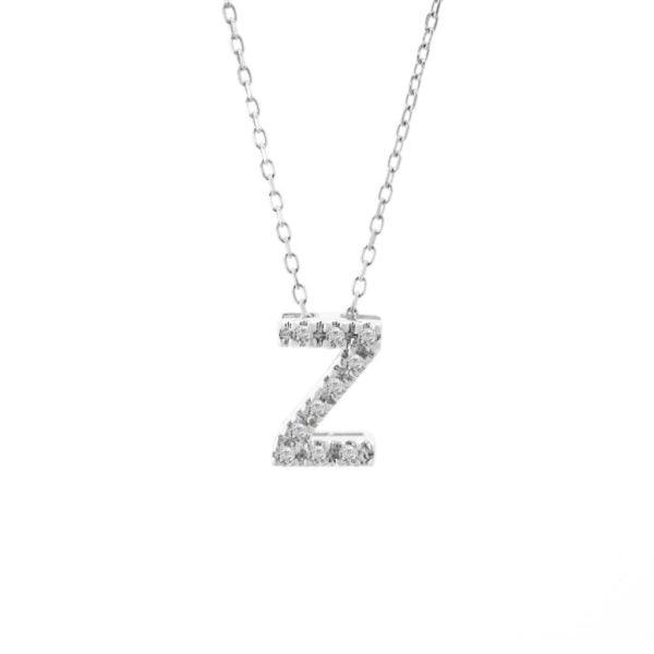 All Diamond Letter Charm Necklace: A-Z - Ariel's Jewelry 