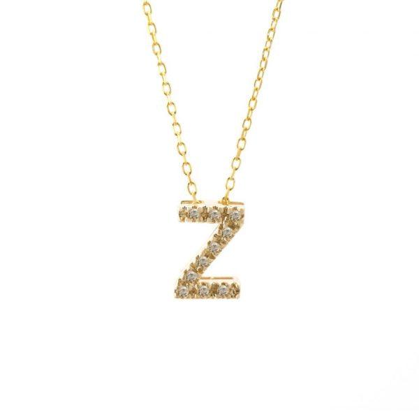 All Diamond Letter Charm Necklace: A-Z - Ariel's Jewelry 