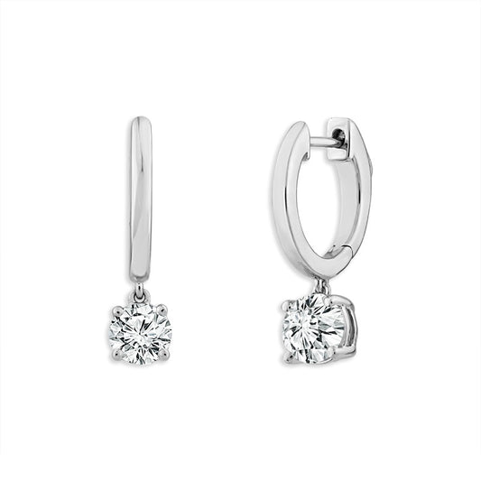 Diamond Hoops Earrings 1.00 ct tw RD 14k White Gold