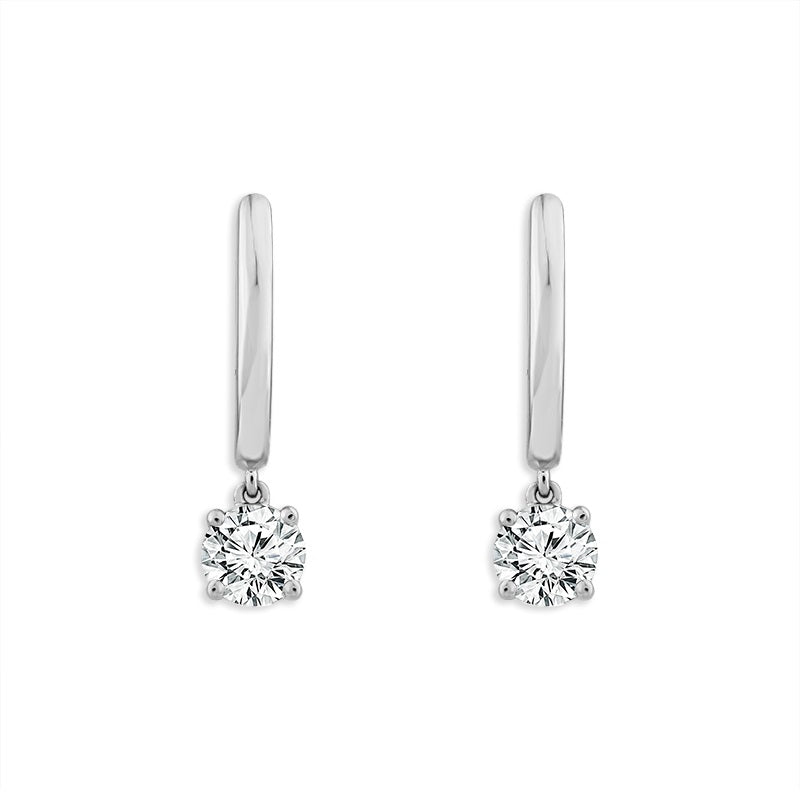 Diamond Hoops Earrings 1.00 ct tw RD 14k White Gold