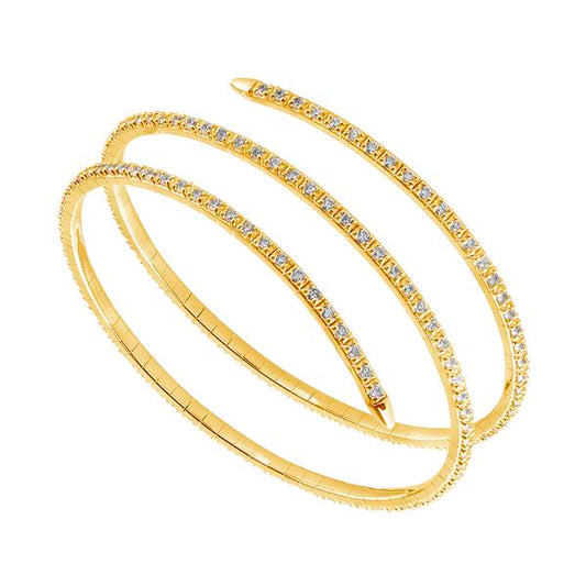 Spiral Bangle Bracelet - 14K Gold 2.75 CT Diamonds