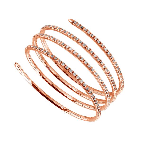 Brazalete tipo brazalete con varias bobinas: oro de 14 quilates y diamantes de 4,75 quilates