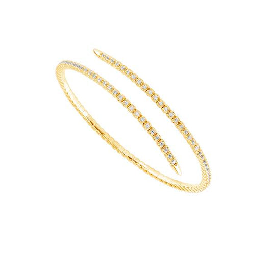 Brazalete delgado en forma de espiral - Oro de 14 quilates y diamantes de 1,33 quilates