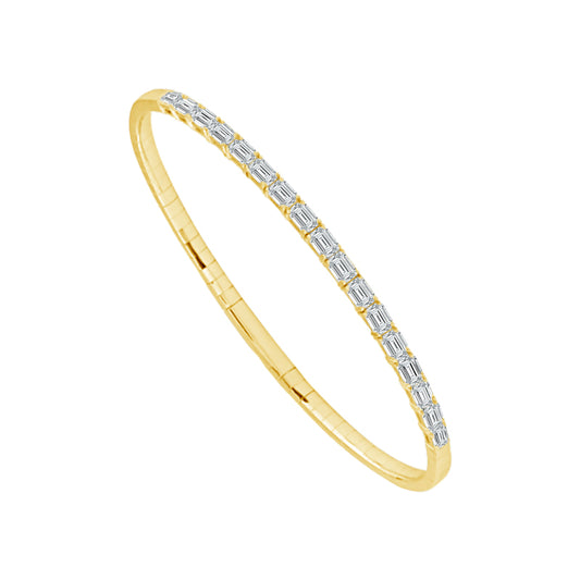 Brazalete tipo brazalete con esmeralda Elegance - Oro de 14 k y diamantes de 2,5 quilates