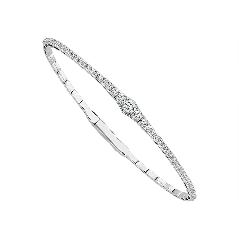 Brazalete de diamantes de oro blanco de 14 k de 1 qt tw