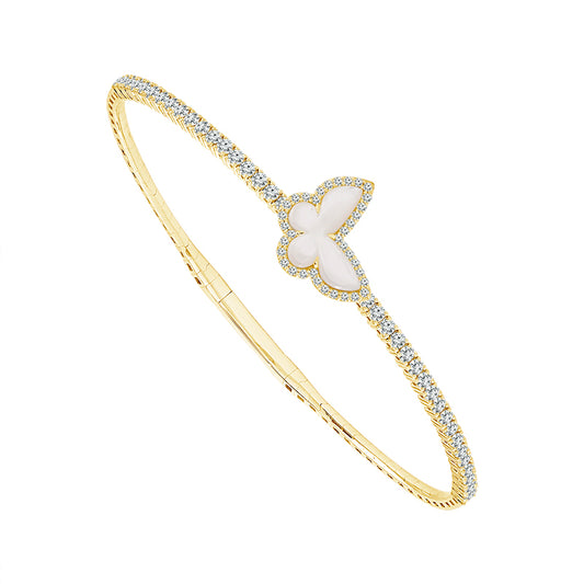 Butterfly Bangle Bracelet - 14K Gold 1.07 CT Diamonds