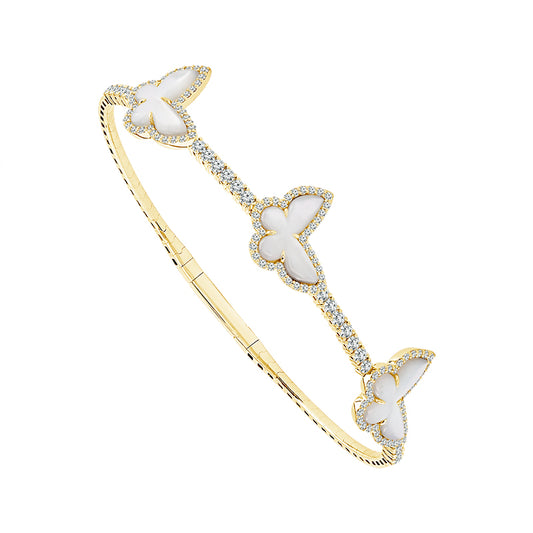 Floral Bangle Bracelet - 14K Gold with 1.00 CT Diamonds