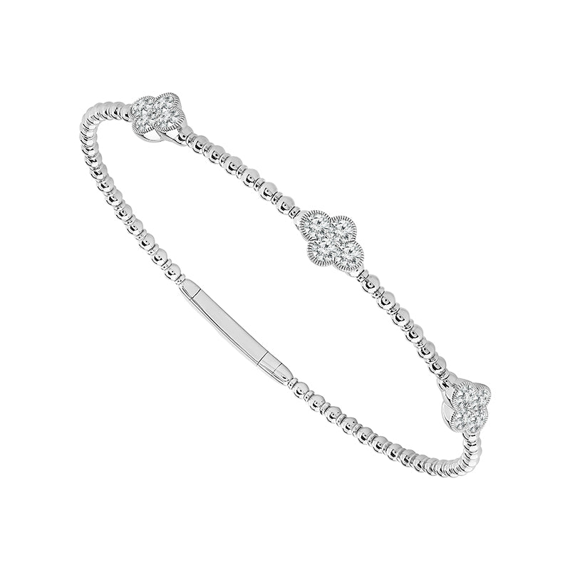 Brazalete de diamantes de oro blanco de 14 k de 1 qt tw