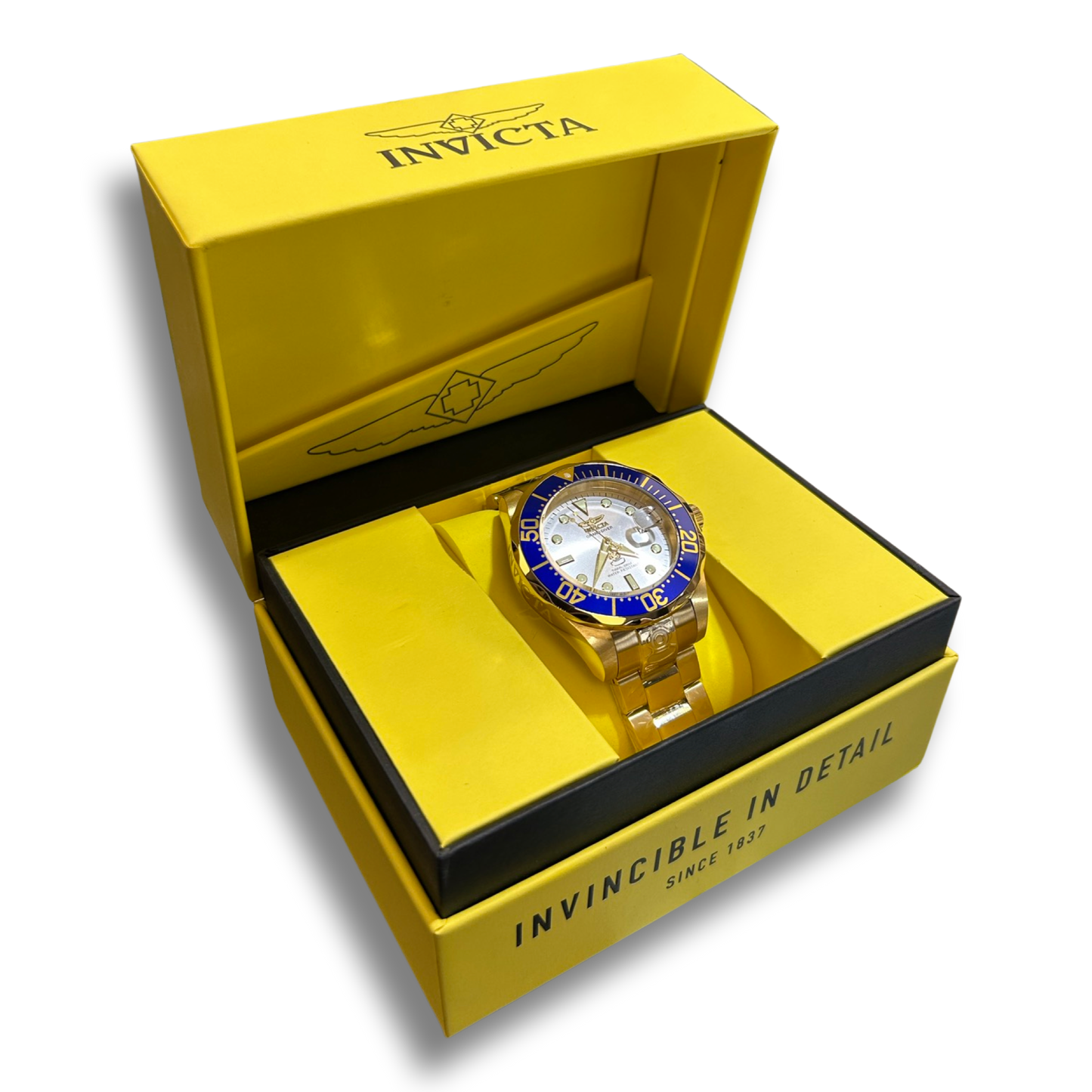 Invicta Grand Diver Gold-Tone with Blue Bezel & White Dial