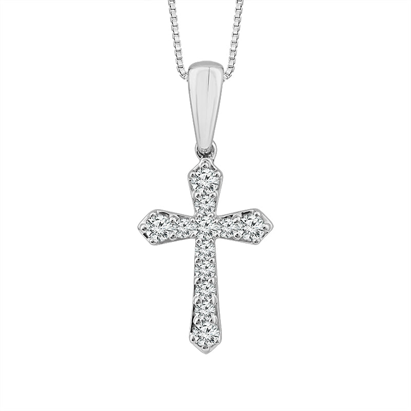 Diamond Cross Pendant 0.13 ct tw 10k White Gold