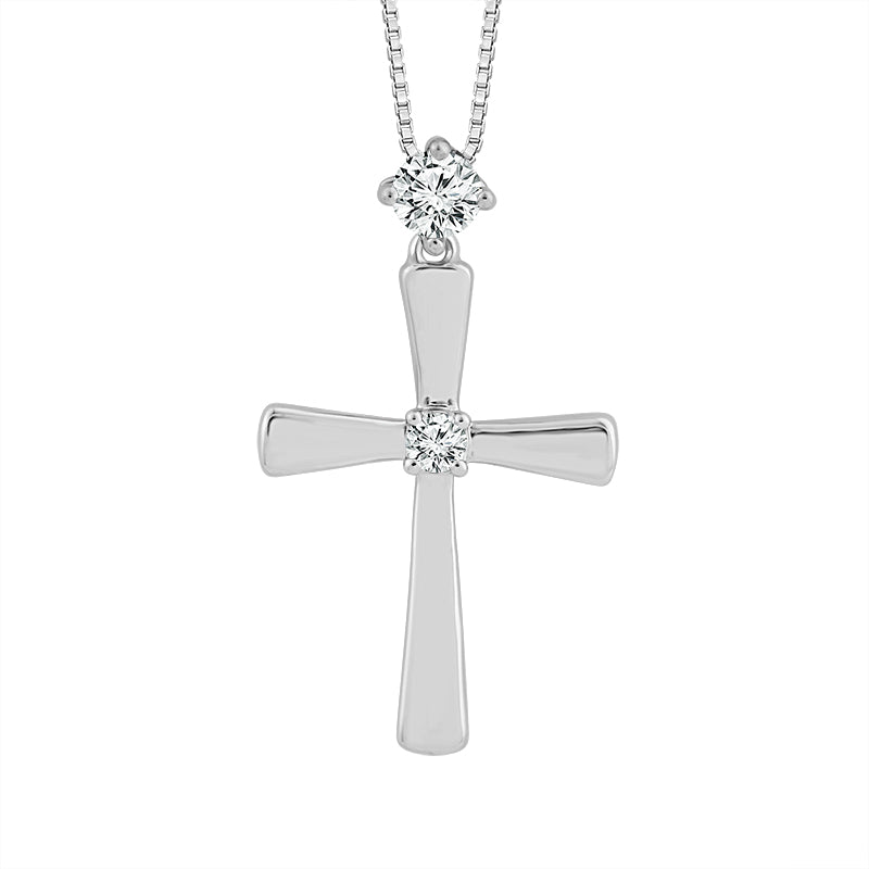 Diamond Cross Pendant 0.105 ct tw 10k White Gold