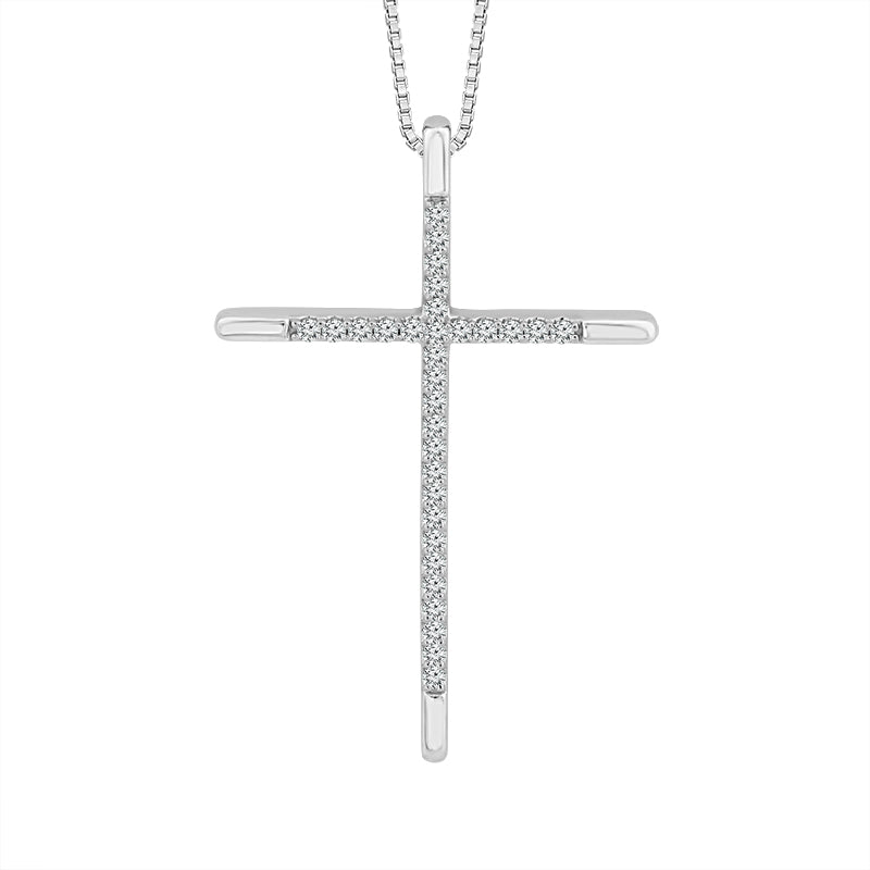 Diamond Cross Pendant 0.25 ct tw 10k White Gold